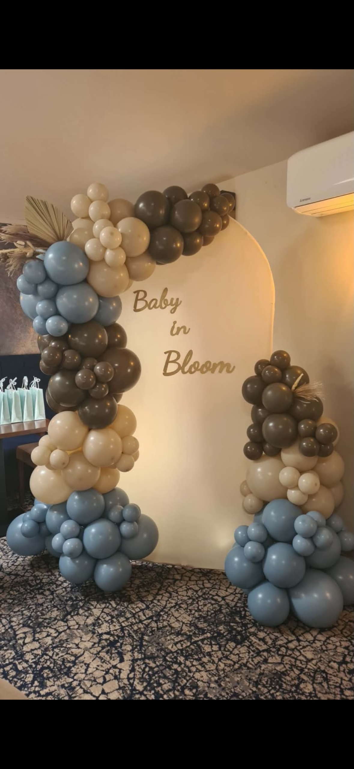 Baby shower balloon arch backdrop